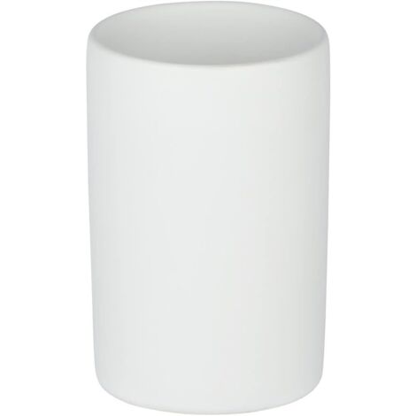 Soporte de alta calidad para cepillos de dientes, fabricado en cerámica fina, para cepillos y pasta de dientes. Dimensiones: Ø 6,5 x 9,5 cm, blanco mate.