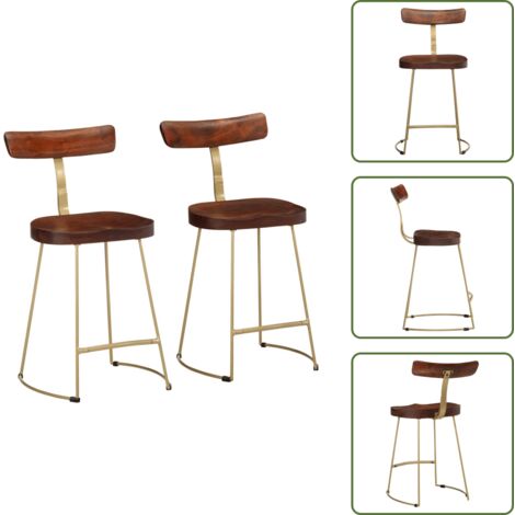Soporte de bar - vidaXL Taburetes de barra 2 uds madera maciza de mango 49x43x79 cm - Muebles de cocina