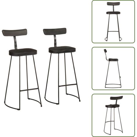 Soporte de barra - vidaXL Taburetes de barra 2 uds negro 49x43x103 cm madera maciza mango - Asiento cómodo