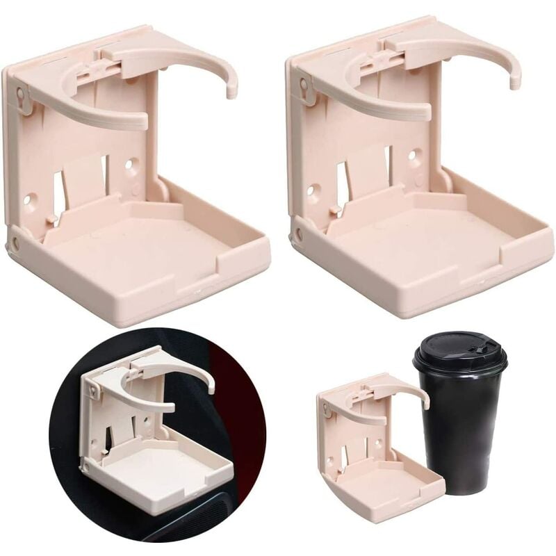

Soporte de bebida plegable ajustable de 2 piezas, soporte de bebida de automóvil plegable para automóvil, barco, camión. Beige