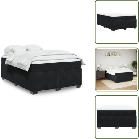 Soporte de cama - vidaXL Cama box spring con colchón terciopelo negro 160x200 cm - Cama de muelles ensacados