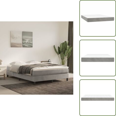 Soporte de cama - vidaXL Colchón de muelles ensacados firmeza media terciopelo gris claro 140x190x20cm - Colchón de espuma