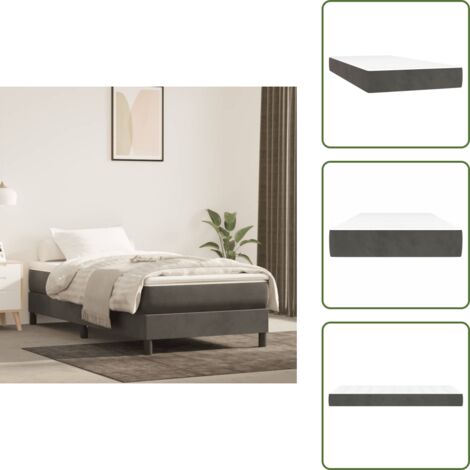 Soporte de cama - vidaXL Colchón de muelles ensacados firmeza media terciopelo gris oscuro 90x190x20cm - Espuma de confort