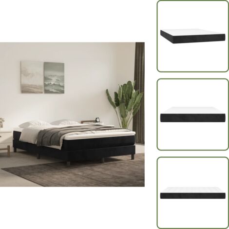 Soporte de cama - vidaXL Colchón de muelles ensacados firmeza media terciopelo negro 140x200x20 cm - Espuma