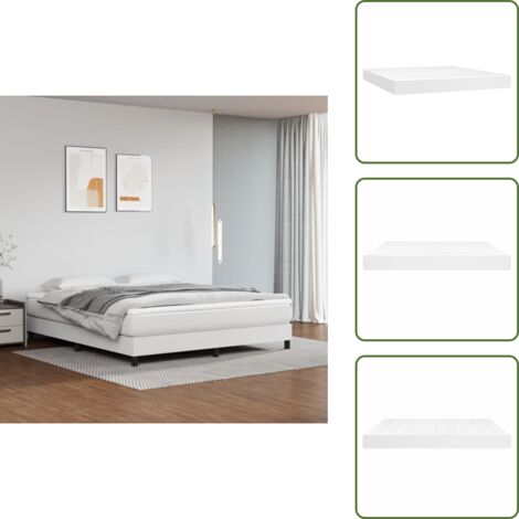 Soporte de cama - vidaXL Colchón muelles ensacados firmeza media cuero sintético blanco 160x200x20 cm - Espuma
