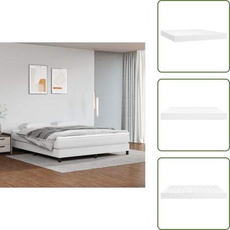 Soporte de cama - vidaXL Colchón muelles ensacados firmeza media cuero sintético blanco 180x200x20 cm - Espuma