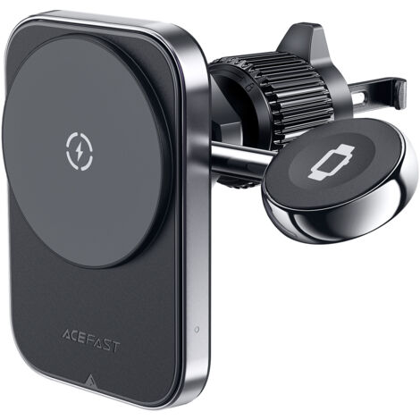 Soporte de coche 2 en 1 con cargador inalámbrico para teléfono y reloj inteligente MagSafe Qi negro