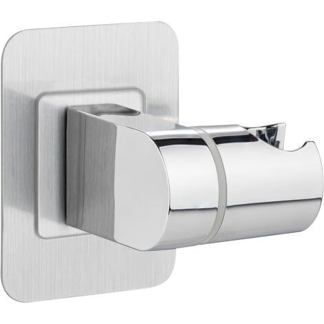 Soporte de ducha universal de pared, ajustable a 45° - 2 métodos de montaje (taladro/adhesivo 3M) - Compatible con todos los cabezales de ducha - Cromado