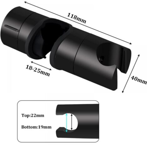 Soporte de ducha universal negro para barras de ducha de 18-25 mm, soporte de cabezal de ducha reforzado de ABS macizo, negro mate