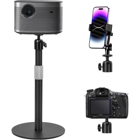 Soporte de escritorio para proyector de 360°, resistente soporte metálico con tornillo de 1/4", altura ajustable de 25 a 45 cm, capacidad de carga de 5 kg, ideal para proyectores, cámaras y escritorio