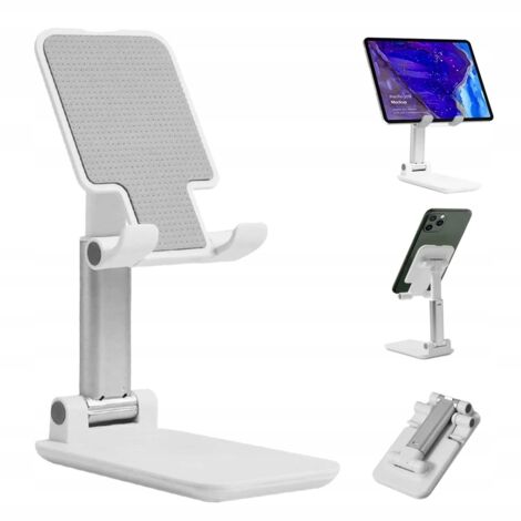 Soporte de escritorio plegable para tableta y teléfono, de 4 a 13 pulgadas, blanco
