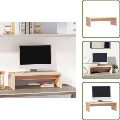 Soporte de escritorio - vidaXL Soporte para monitor madera maciza de pino 50x27x15 cm - Madera maciza
