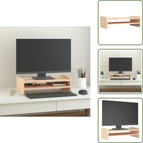 Soporte de escritorio - vidaXL Soporte para monitor madera maciza de pino 50x27x15 cm - Soporte para teclado
