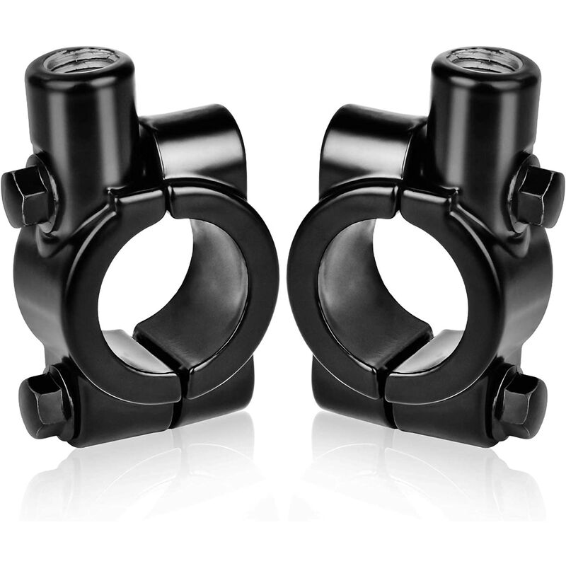 

Soporte de espejo de motocicleta de 2 piezas para montaje en manillar de 22 mm - para espejo lateral de 10 mm, aluminio (negro)