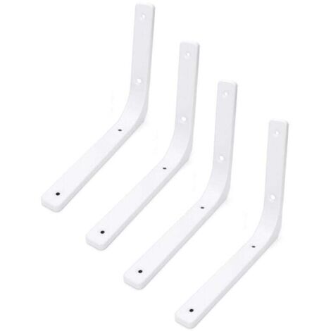 Soporte de estante de pared de 4 piezas de 100 mm x 100 mm, soporte de metal blanco mate, soporte de estante de metal decorativo para cocina, soporte de estante de pared resistente