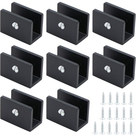 Soporte de estante de vidrio de 8 piezas, utilizable para cocina, baño, sala de estar Vidrio y clips Soporte de estante de madera, Abrazadera de vidrio ajustable, Fijación de estante de vidrio