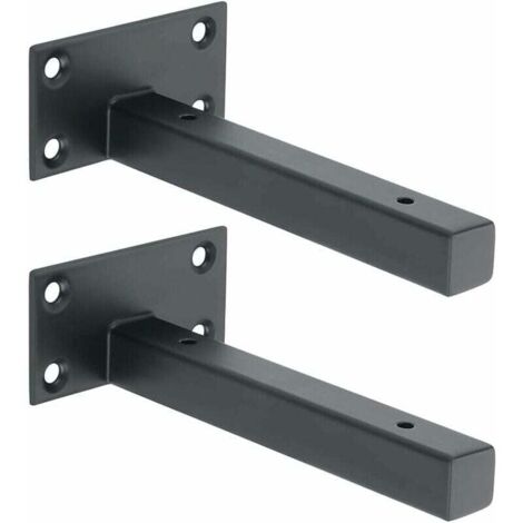 Soporte de estante industrial de acero inoxidable para pared, soporte metálico para tablero flotante, soporte oculto, negro mate, 2 unidades, EJT150B-2P