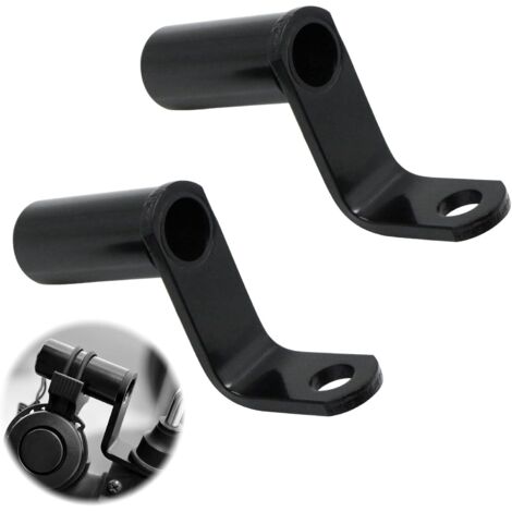 Soporte de extensión para manillar de motocicleta - Soporte extensor para barra de luz de trabajo universal, espejo de bolsillo, velocímetro, faro de bicicleta, smartphone y ordenador (2 piezas, negro