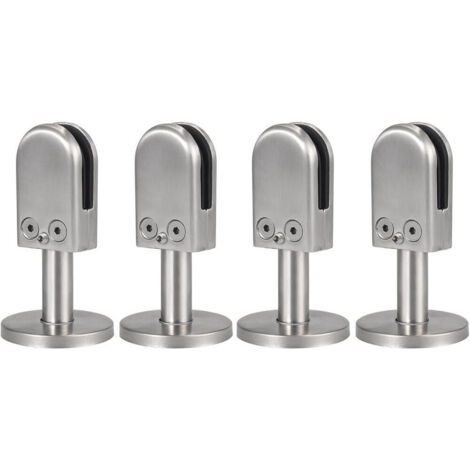 Soporte de fijación para vidrio con 4 clips de acero inoxidable, apto para paneles de vidrio sin marco de 5 a 8 mm de espesor.