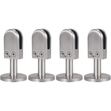 Soporte de fijación para vidrio con 4 clips de acero inoxidable, apto para paneles de vidrio sin marco de 9 a 14 mm de espesor.