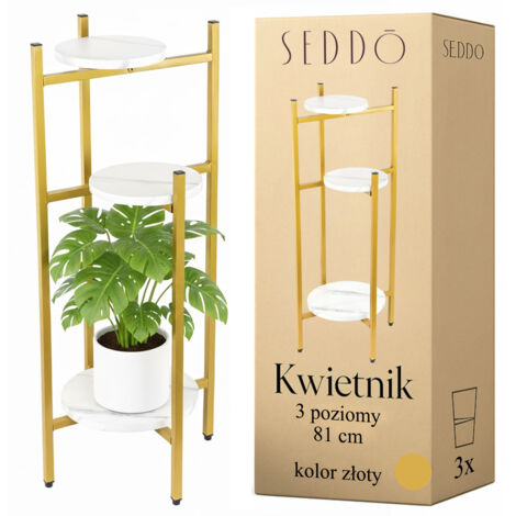 Soporte de flores de pie, soporte metálico para flores, plantas, macetas, 3 estantes