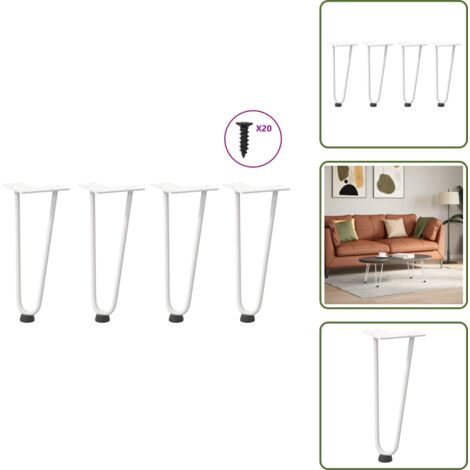 Soporte de horquilla - vidaXL Patas de horquilla para mesa de centro (4 unidades), color blanco, 30 cm, acero macizo - Mesa de centro