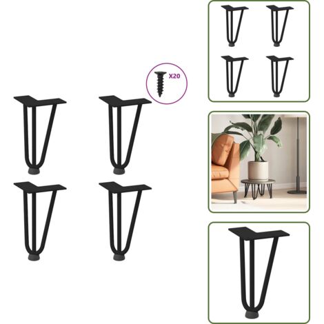 Soporte de horquilla - vidaXL Patas de horquilla para mesa de centro (4 unidades), color negro, 20 cm, acero macizo - Mesa de centro