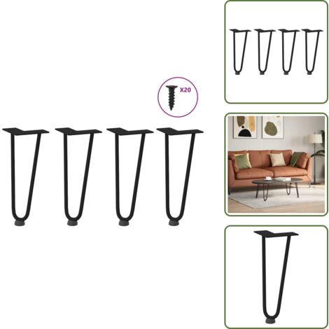 Soporte de horquilla - vidaXL Patas de horquilla para mesa de centro (4 unidades), color negro, 30 cm, acero macizo - Mesa de centro