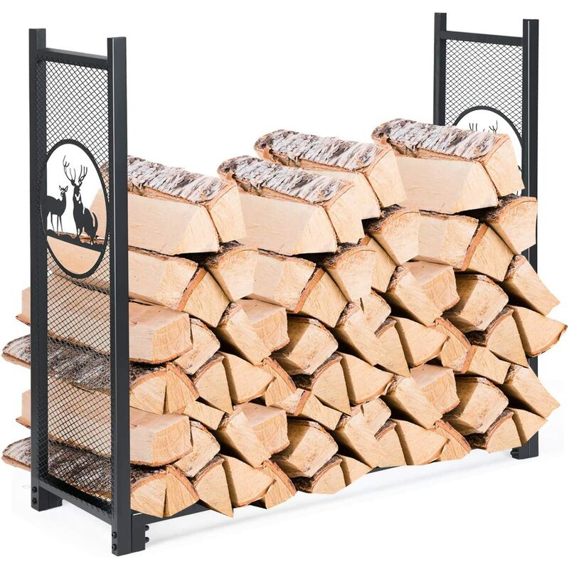 Soporte de Leña Leñero de Chimenea de Metal Estante de Leña para