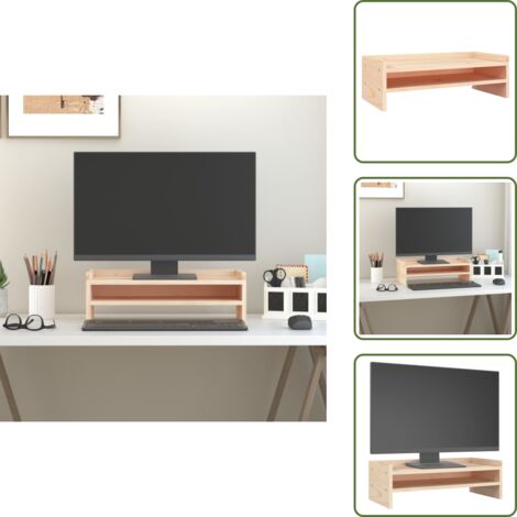 Soporte de madera maciza - vidaXL Soporte para monitor madera maciza de pino 50x24x16 cm - Soporte de monitor para escritorio