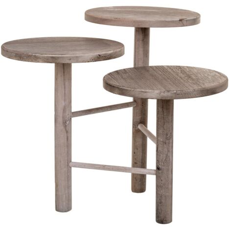 Soporte de madera para 3 macetas blanco d25x40/35/30
