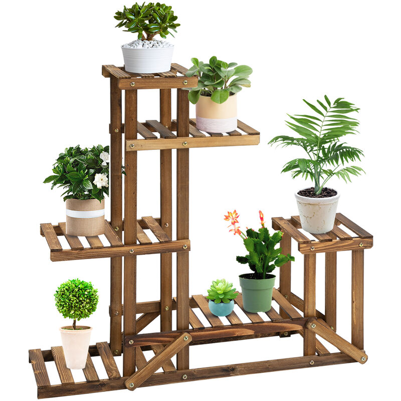 

Outsunny - Soporte de Madera para Flores Estantería Decorativa para Macetas Plantas con 6 Estantes Interior y Exterior para Jardín Balcón Terraza