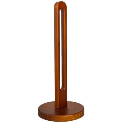 Soporte de madera para toallas de papel de encimera de cocina, modelo independiente, base redonda, color marrón.