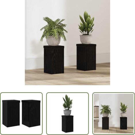 Soporte de madera -  Soporte de plantas 2 pcs Roble Negro 10 x 10 x 18 cm
