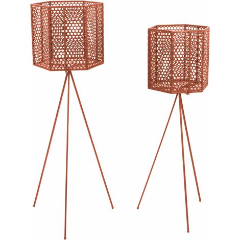 Soporte de malla hexagonal para macetas (juego de 2) Marrón