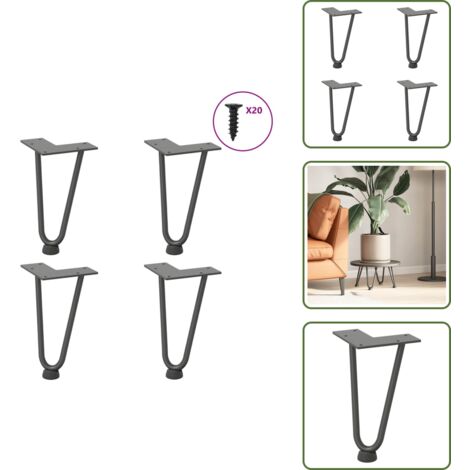 Soporte de mesa - vidaXL Patas de horquilla para mesa de centro (4 unidades, antracita, 20 cm, acero macizo) - Patas de horquilla