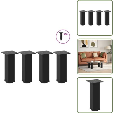 Soporte de mesa - vidaXL Patas para mesa de centro (4 unidades), color negro, 30-32 cm, acero - Patas de acero