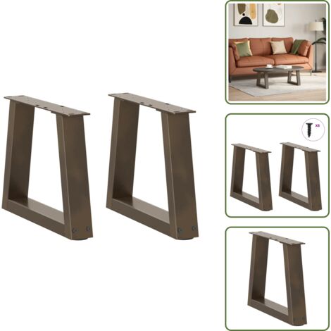 Soporte de mesa - vidaXL Patas para mesa de centro en forma de V (2 unidades, acero natural, 30 x 30-31,3 cm) - Niveladores para mesa
