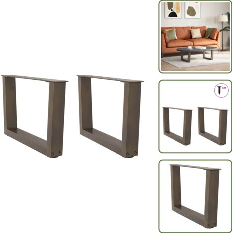 Soporte de mesa - vidaXL Patas para mesa de centro en forma de V (2 unidades, acero natural, 60 x 30-31,3 cm) - Patas en forma de V
