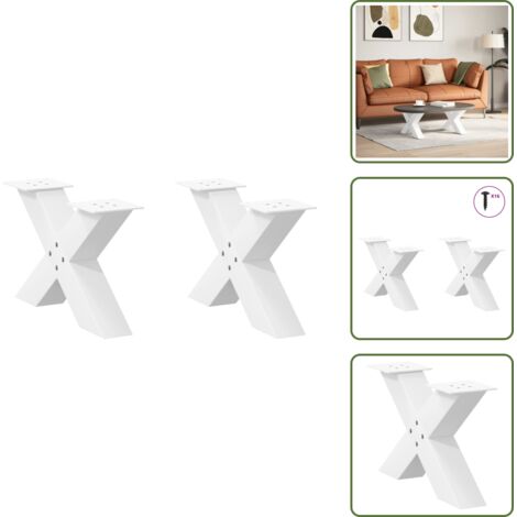 Soporte de mesa - vidaXL Patas para mesa de centro en forma de X (2 unidades), color blanco, 60 x (30-31) cm, acero - Niveladores para mesa
