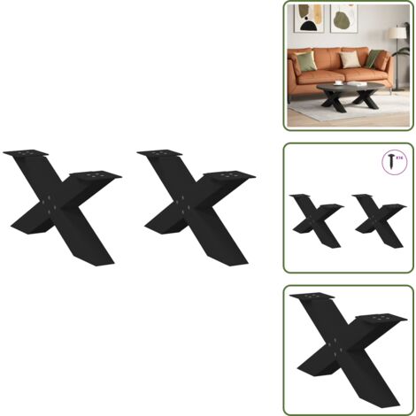 Soporte de mesa - vidaXL Patas para mesa de centro en forma de X (2 unidades), color negro, 70 x (30-31) cm, acero - Niveladores para mesa