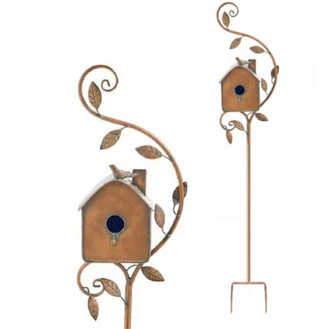 Soporte de metal decorativo sencillo para casita de pájaros [refugio para pájaros] [decoración de jardín] [duradero]