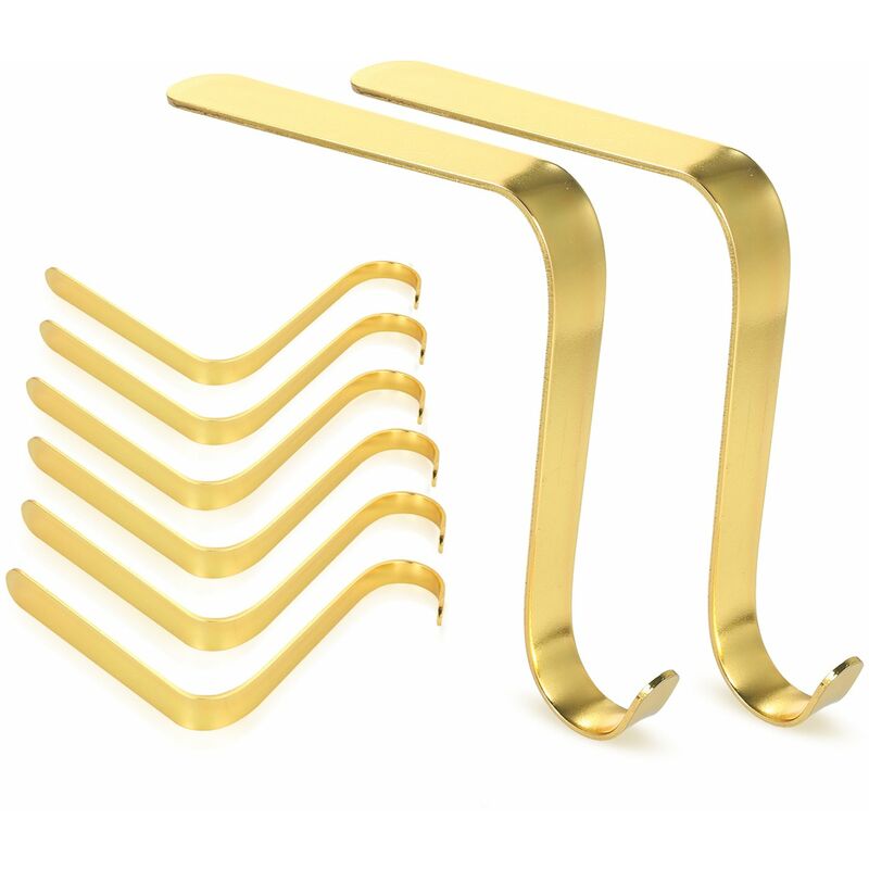 

Happyshopping - Soporte de metal para calcetines de Navidad, gancho de suspension para chimenea de Navidad,Dorado, paquete de 8