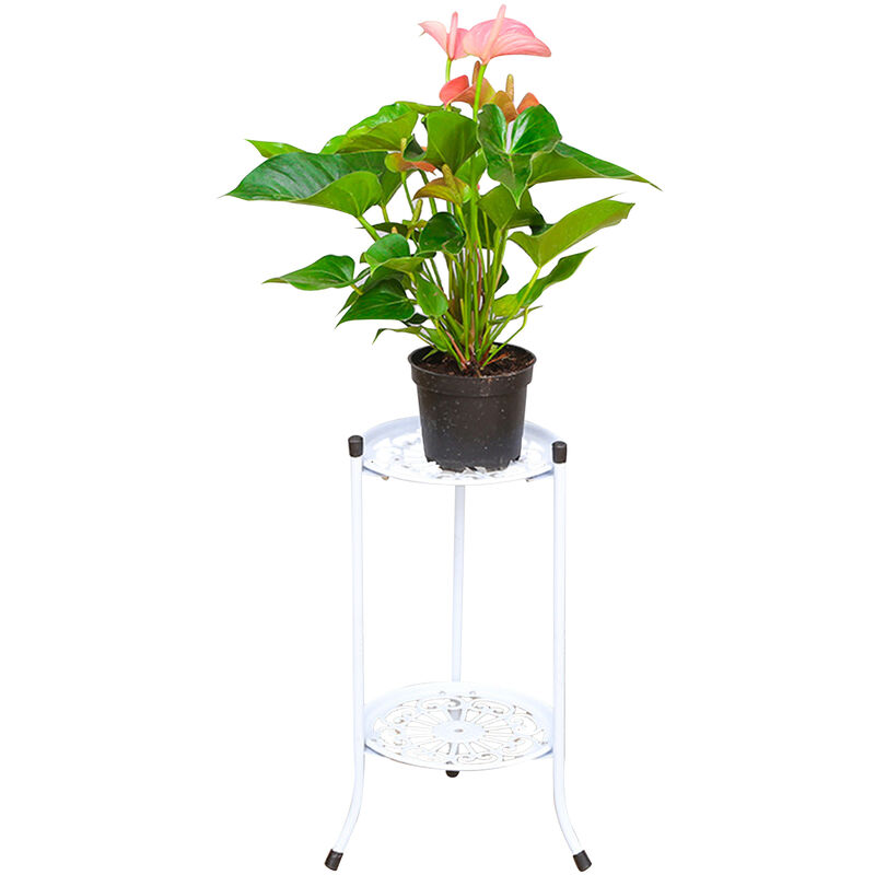 

Soporte de metal para plantas de dos niveles, soporte para macetas, estante para macetas, estante de exhibicion, organizador de almacenamiento para