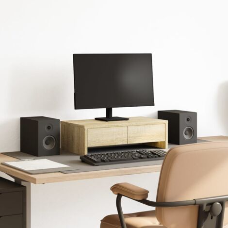 Soporte de monitor cajones madera roble 50x27x15 cm