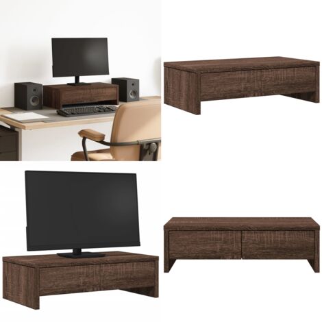 Soporte de monitor con cajones madera marrón roble 50x27x15 cm - Soporte de pantalla - Cajón