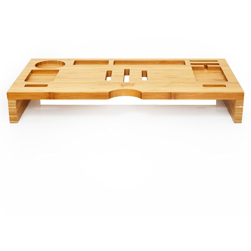

Soporte de monitor con ranuras de ventilación y compartimentos de almacenamiento 60x8,5x30 cm de bambú