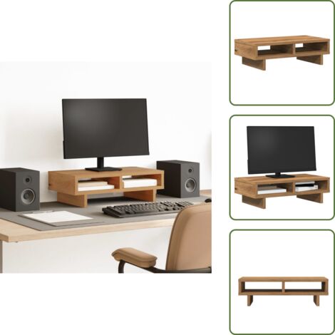 Soporte de monitor de madera - vidaXL Soporte de pantalla madera ingeniería roble Sonoma 50x27x15 cm - Soporte de monitor para oficina