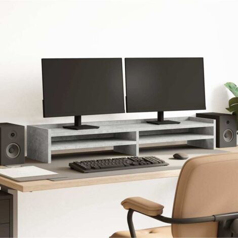 Soporte de monitor madera ingeniería gris hormigón 100x24x16 cm vidaXL