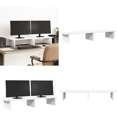 Soporte de monitor madera maciza de pino blanco 100x27x15 cm - Soporte de monitor de madera - Soporte de monitor de pino
